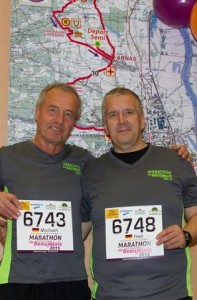 Michael Piske und Fred Kiesendahl beim Beaujolais-Marathon